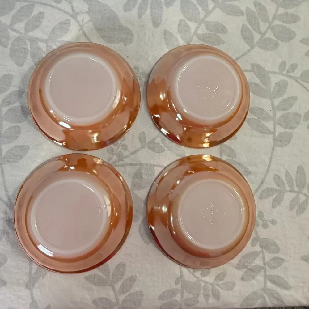 Fire-King Peach Luster Laurel Dessert Fruit Bowls Set of 4 Vintage